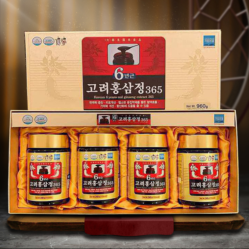 Cao Hồng Sâm 365 Hàn Quốc 6 Năm Tuổi Hộp 4 Lọ x 250g