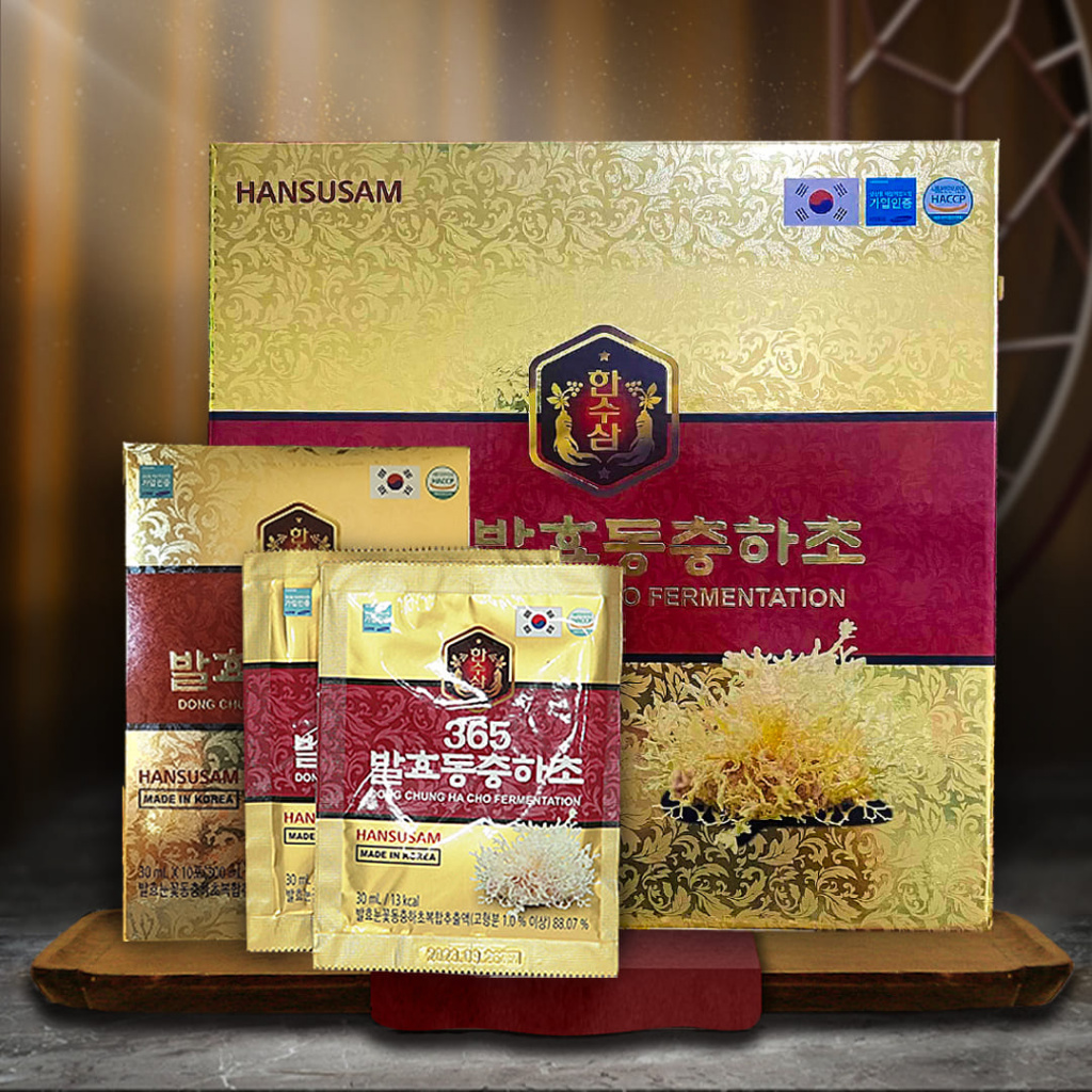 Nước Đông Trùng Hạ Thảo Lên Men Hansusam  365 Hộp 60 Gói x 30ml