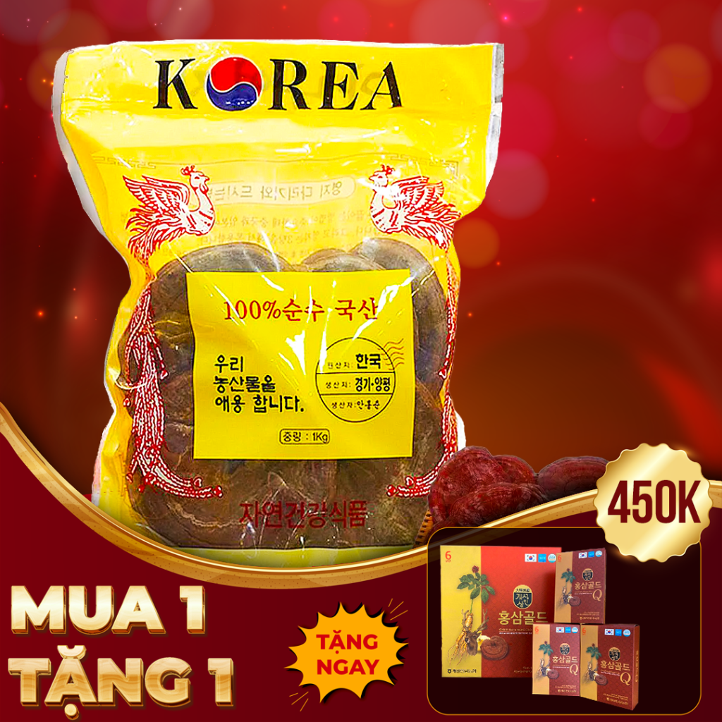 Nấm Linh Chi Đỏ Hàn Quốc Túi 1Kg ( 3-6 Tai )